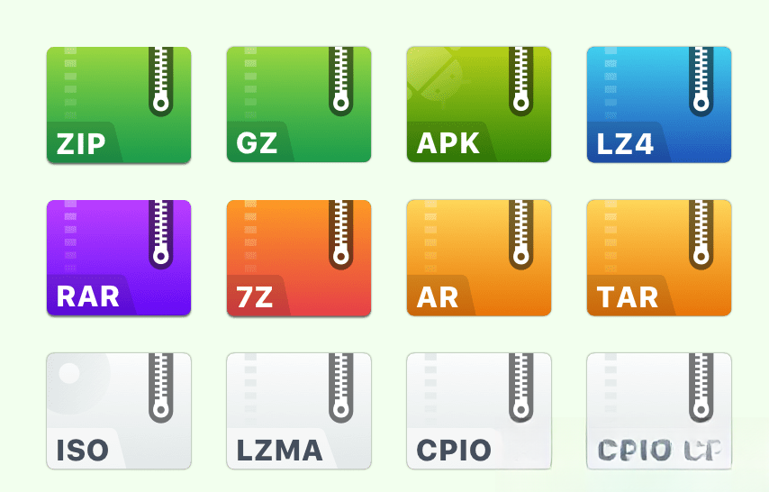 支持超过 20 种压缩格式